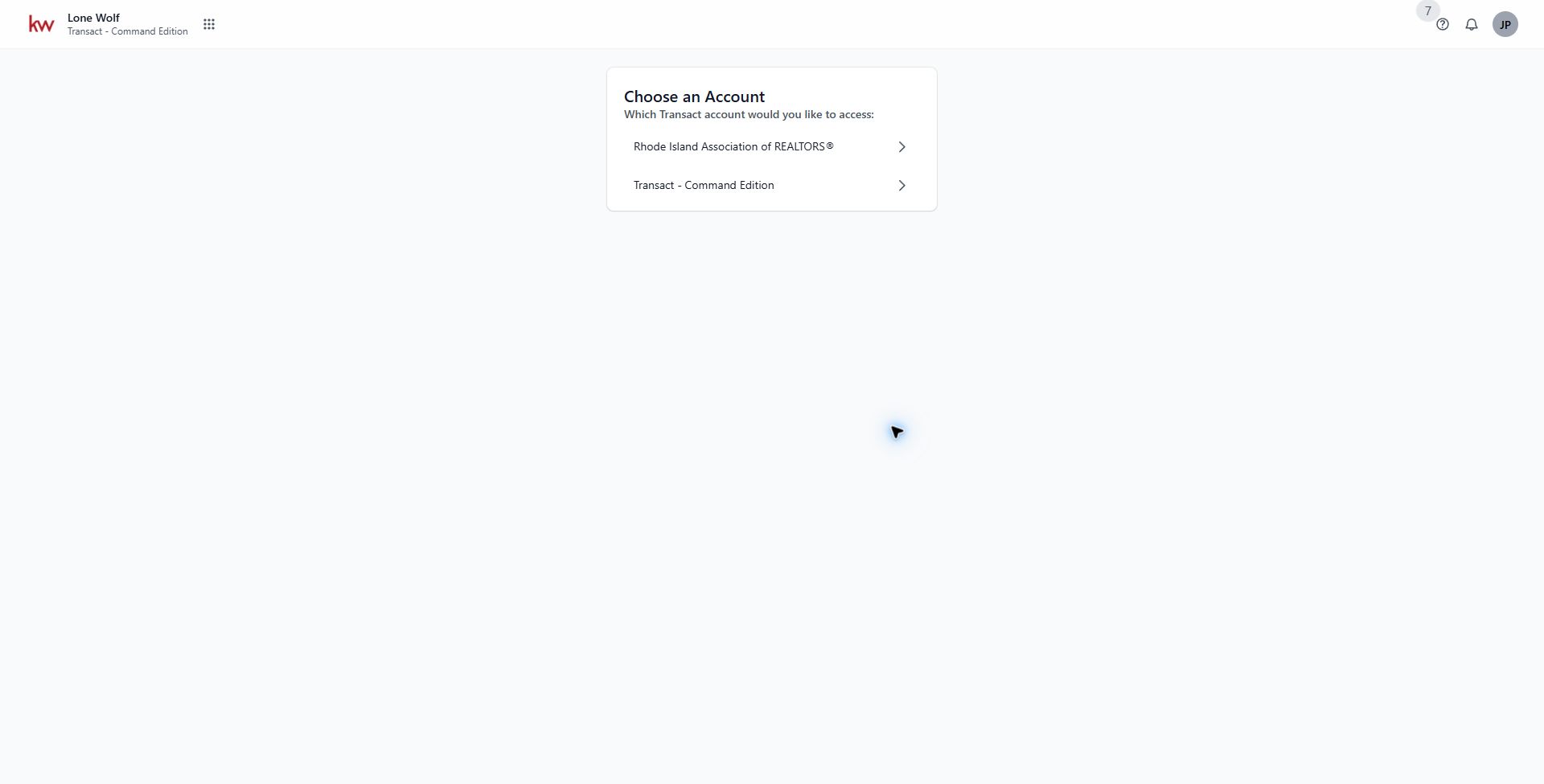 Lone Wolf account picker with Transact Command Edition